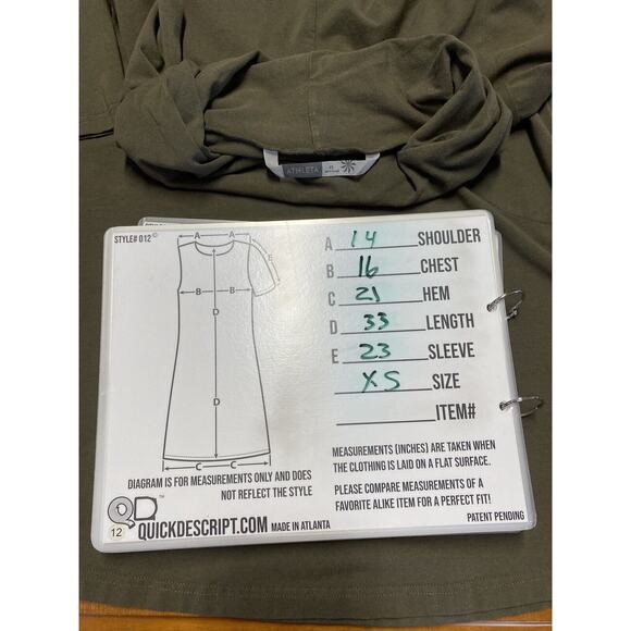 ATHLETA Green Cowl Neck sweater Dress Sz. Xs Pocket Stretch Organic Cotton - Picture 3 of 11